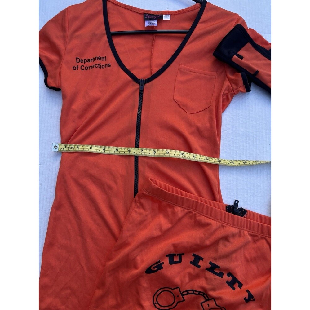 Dreamgirl Locked Up Prisoner Costume Womens Small Orange Convict Guilty Romper - Picture 3 of 9